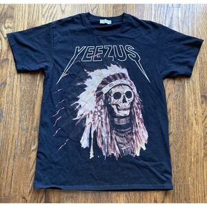 Yeezus Tour T Shirt Size Large Indian Skelton Black Double Sided Kanye